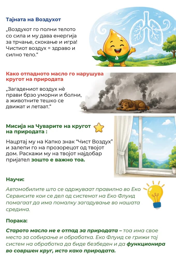 Капко картичка „Капко и трчањето со Ветерот“ — задна страна со едукативната содржина.