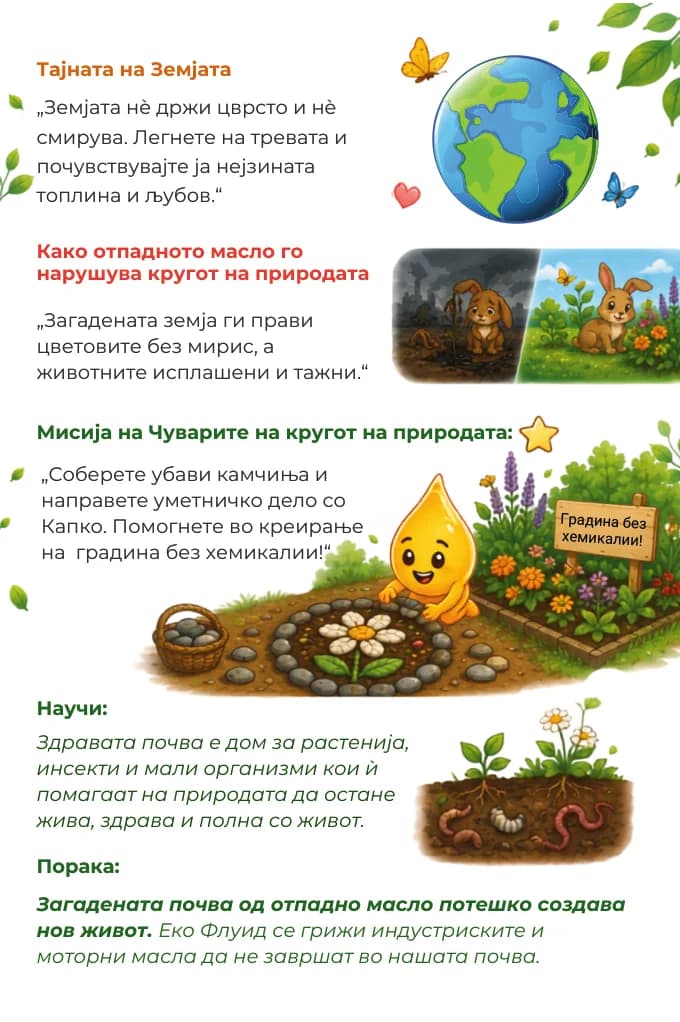 Капко картичка „Капко и Прегратката на Земјата“ — задна страна со едукативната содржина.